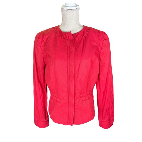 NWT Elie Tahari Judith Cropped Jacket Blazer Women's XL Pink Zip Front Designer - Picture 2 of 10